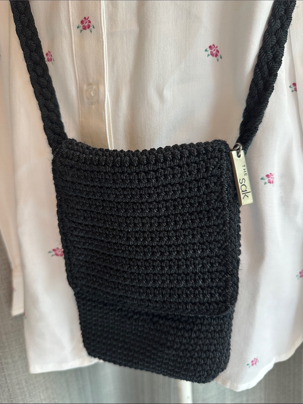 The Sak Black Crochet Mini Crossbody